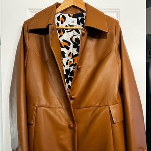 CAbi Caramel Vegan Leather Jacket. 3/4 Length.